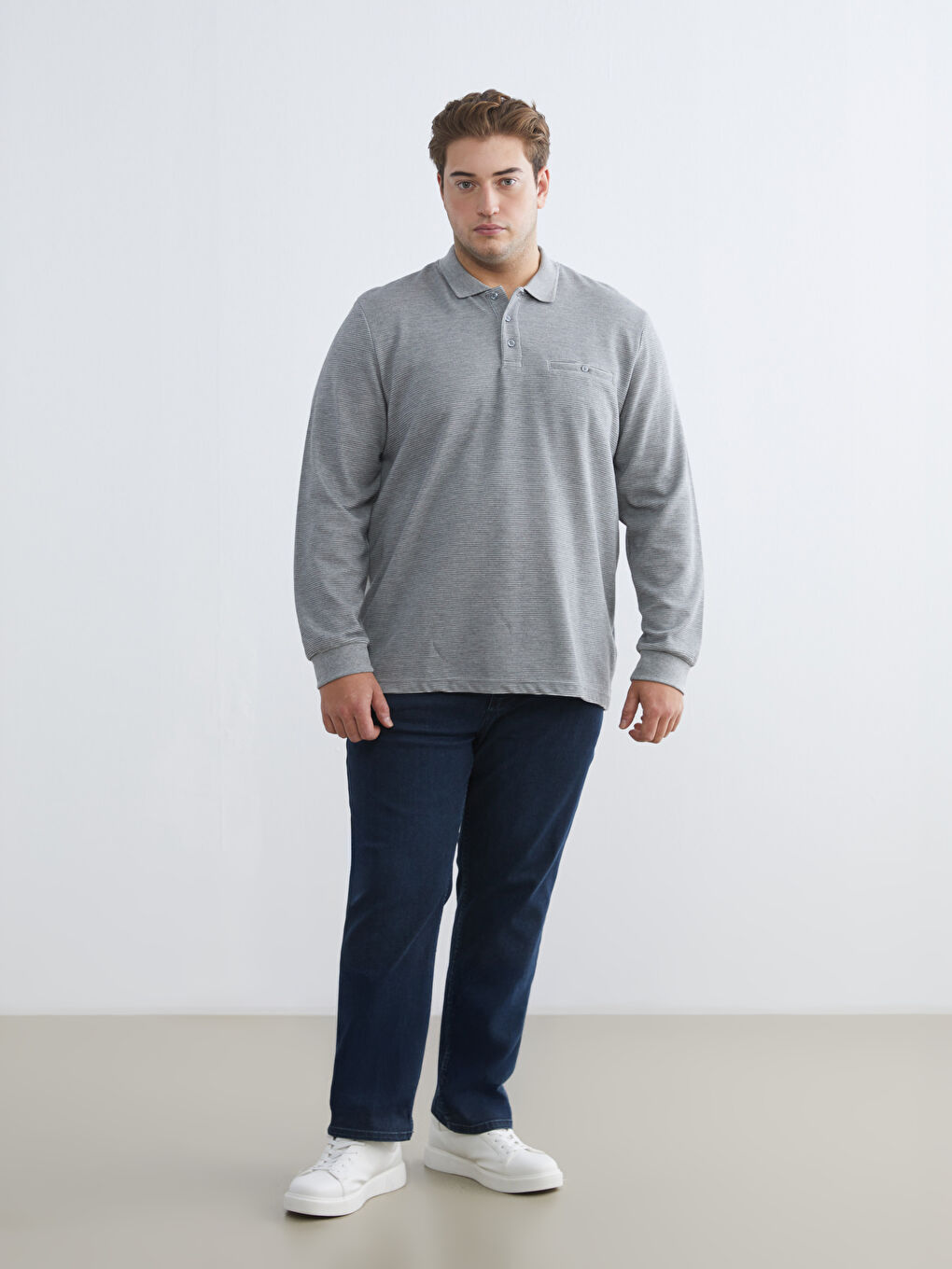 سويت شيرت ياقة بولو كم طويل للرجال-5