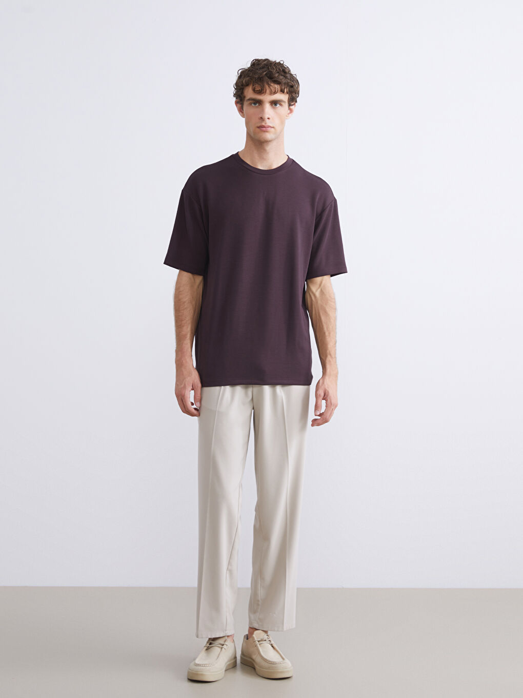 Mürdüm Bisiklet Yaka Erkek Tişört-1