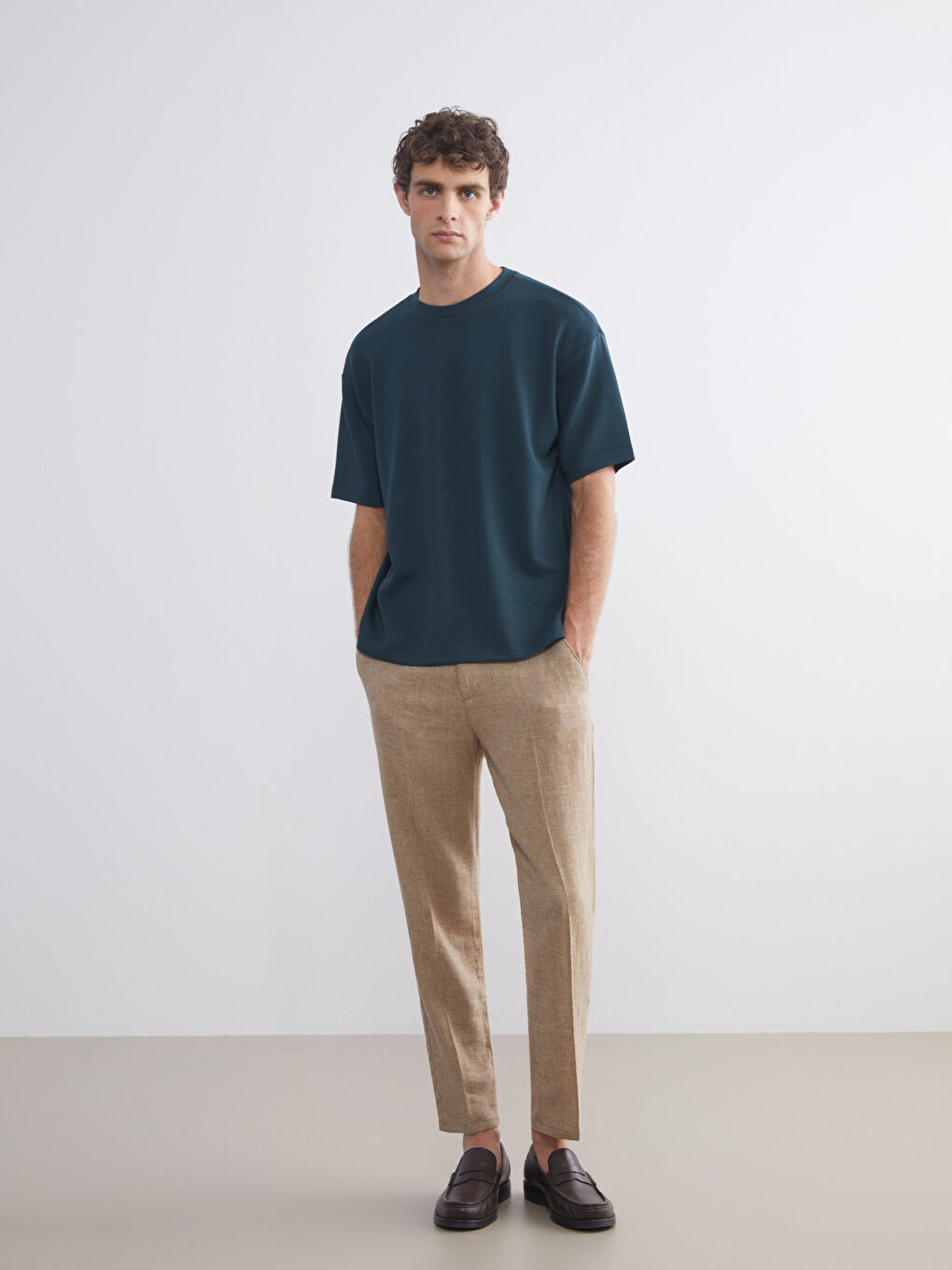 Yeşil Bisiklet Yaka Erkek Tişört-1