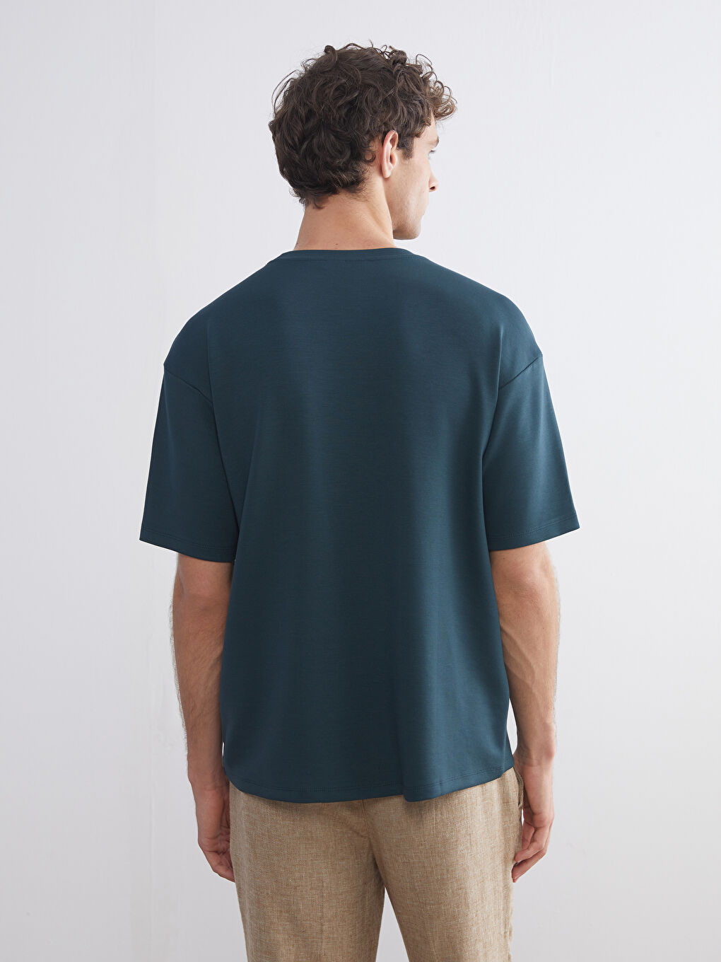 Yeşil Bisiklet Yaka Erkek Tişört-3