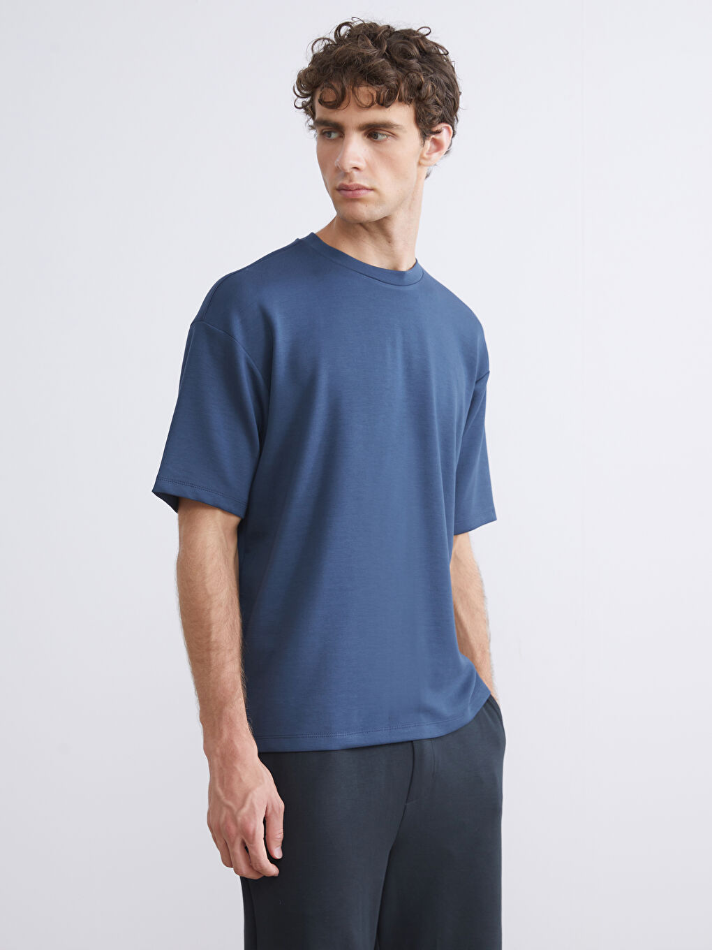 İndigo Bisiklet Yaka Erkek Tişört