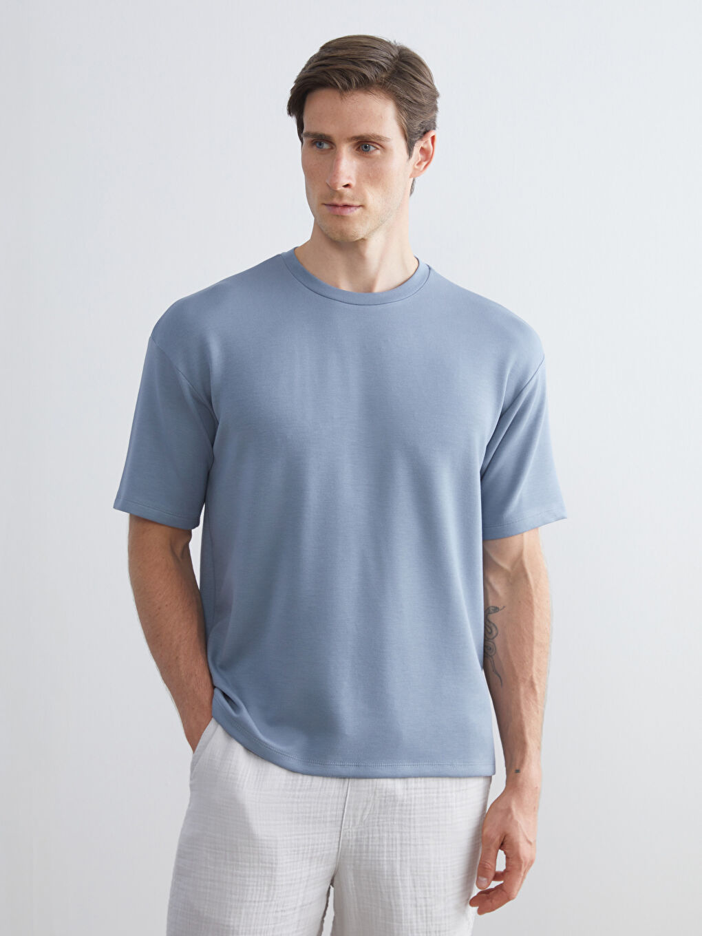 İndigo Bisiklet Yaka Erkek Tişört