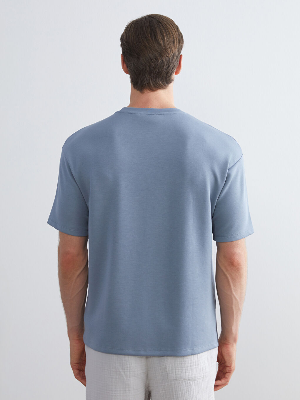 İndigo Bisiklet Yaka Erkek Tişört-3