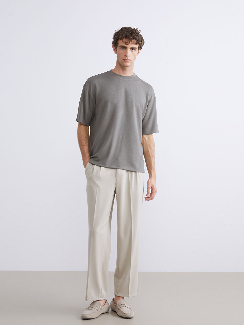 Haki Bisiklet Yaka Erkek Tişört-1