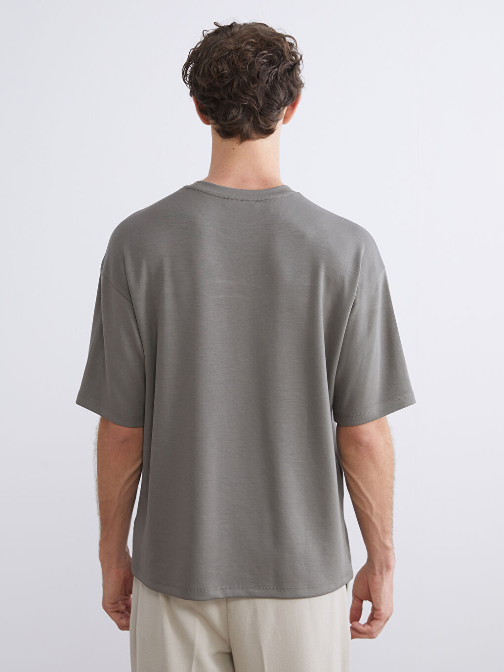 Haki Bisiklet Yaka Erkek Tişört-3