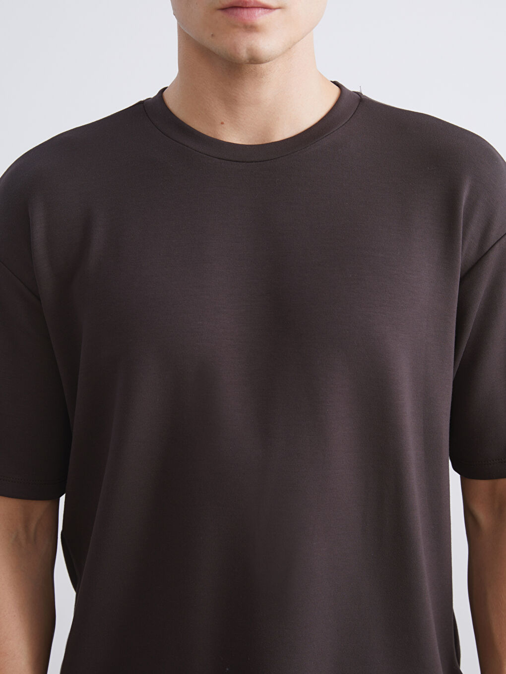 Kahverengi Bisiklet Yaka Erkek Tişört-2