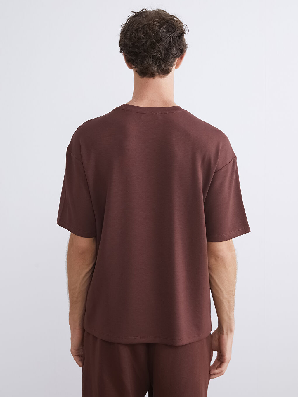 Kahverengi Bisiklet Yaka Erkek Tişört-3