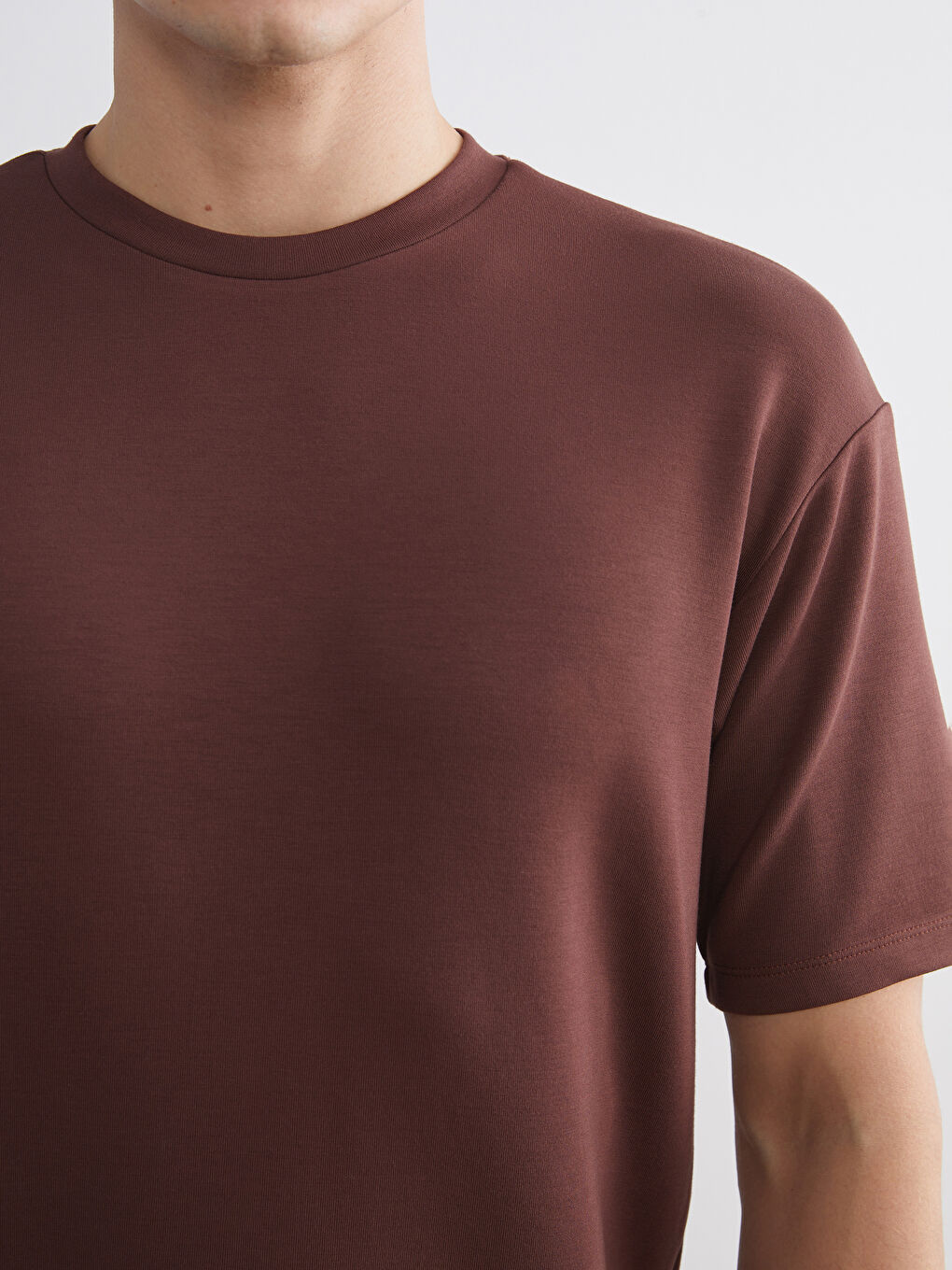 Kahverengi Bisiklet Yaka Erkek Tişört-2