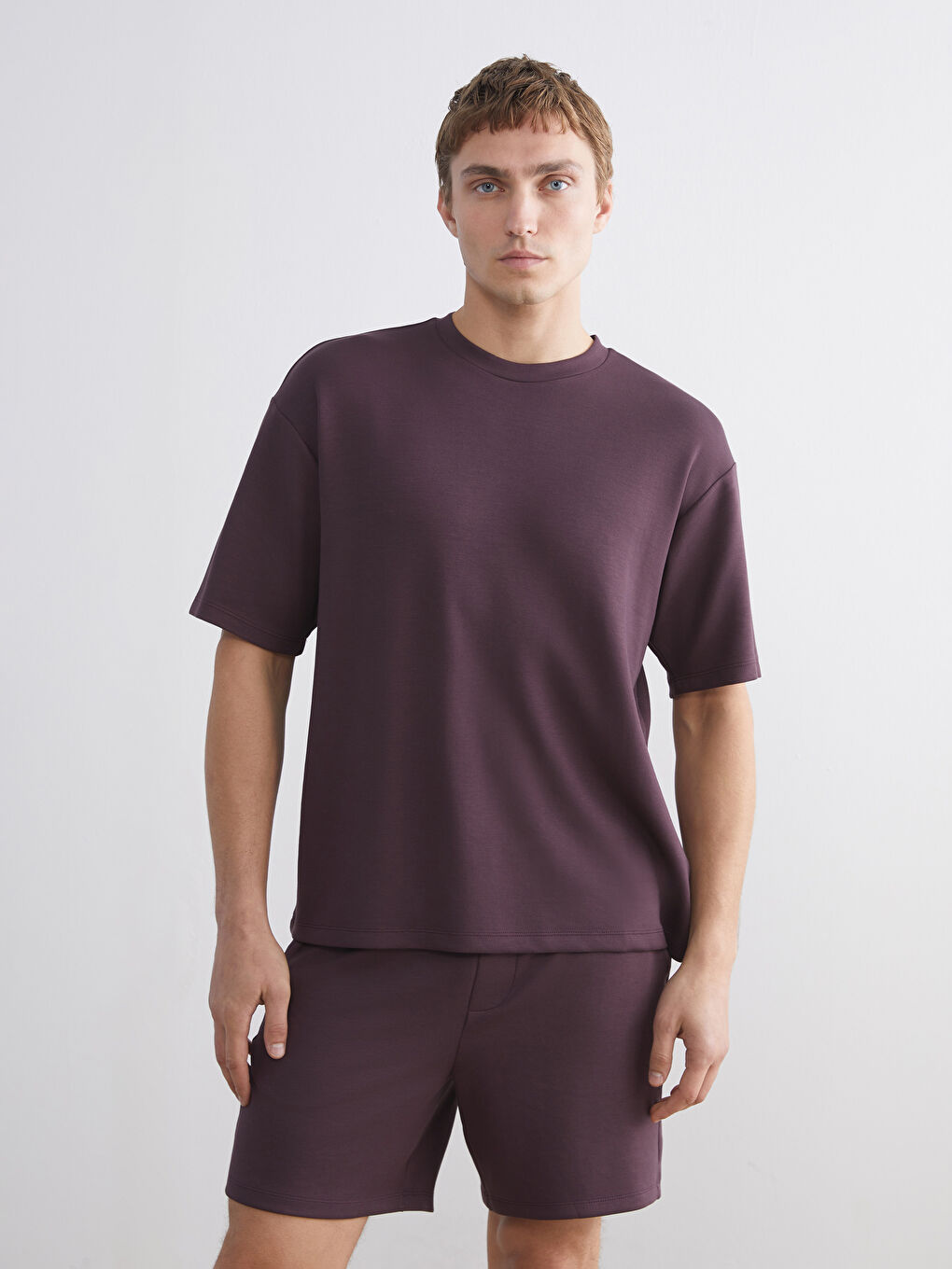 Mürdüm Bisiklet Yaka Erkek Tişört