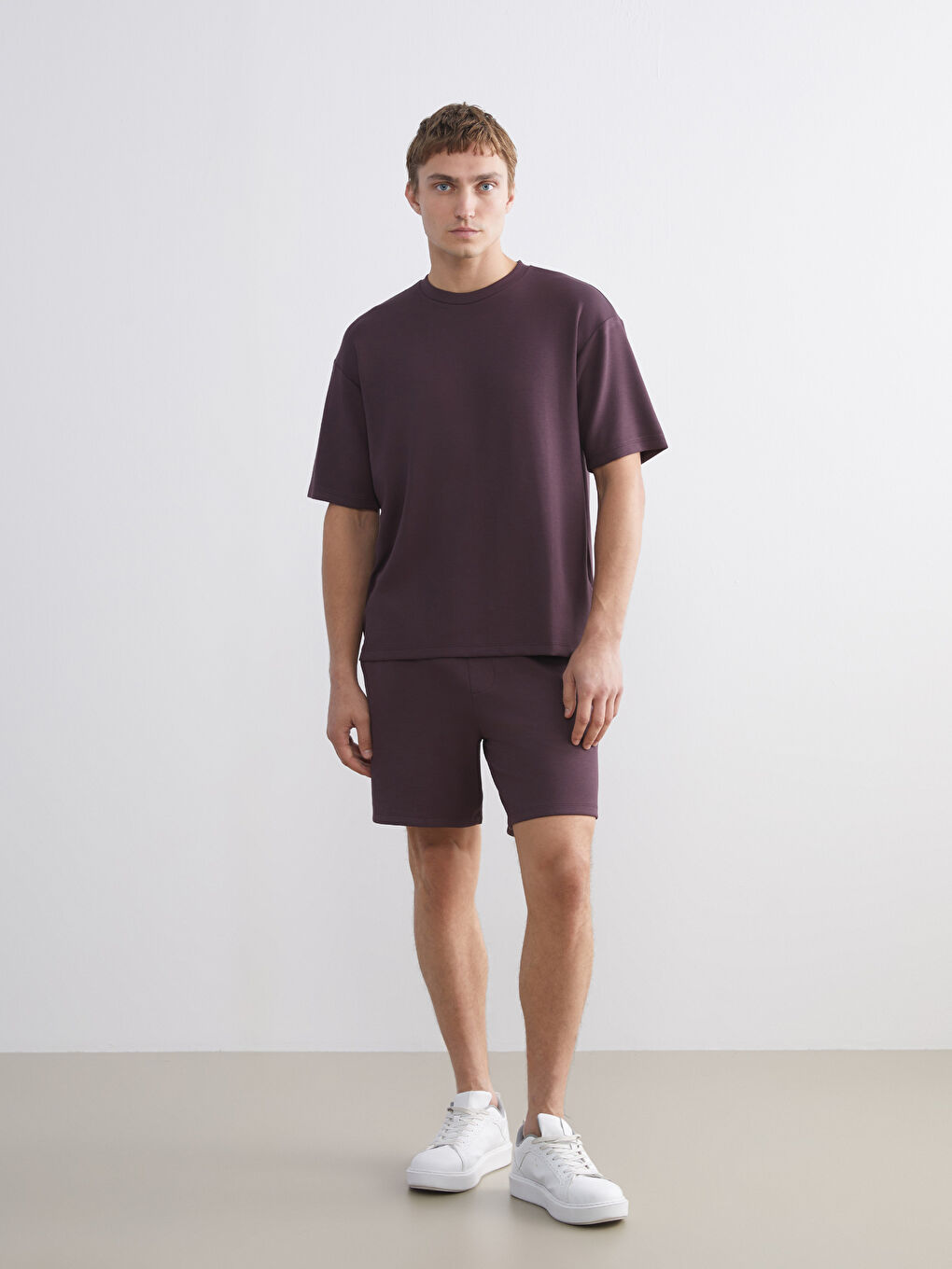 Mürdüm Bisiklet Yaka Erkek Tişört-1