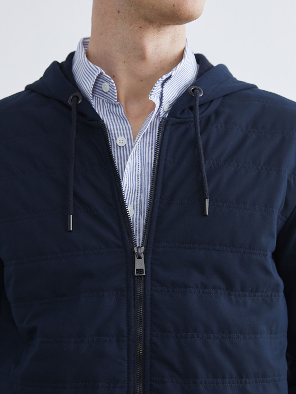 Lacivert Kapüşonlu Erkek Kalın Fermuarlı Sweatshirt-2