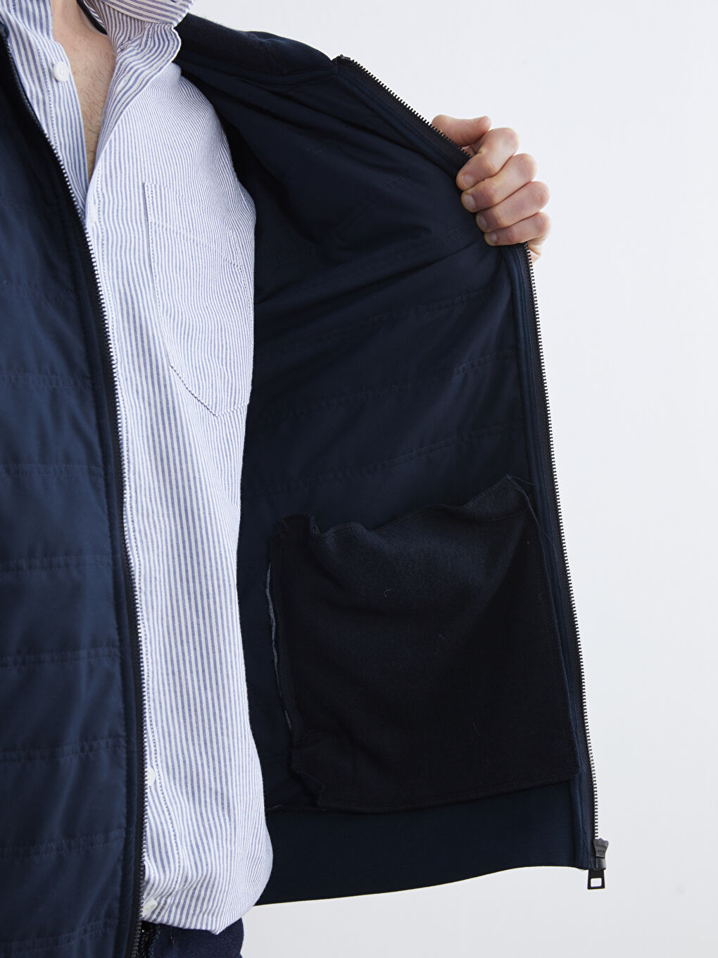 Lacivert Kapüşonlu Erkek Kalın Fermuarlı Sweatshirt-3