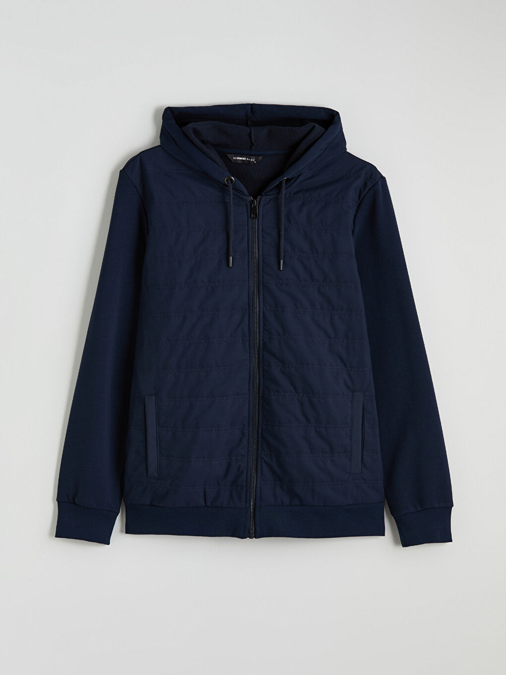 Lacivert Kapüşonlu Erkek Kalın Fermuarlı Sweatshirt-5