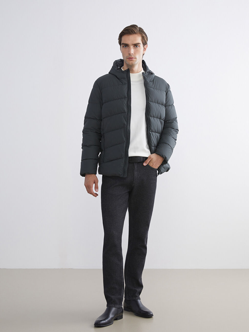 Standard Fit Hooded Men's Puffer Coat-1
