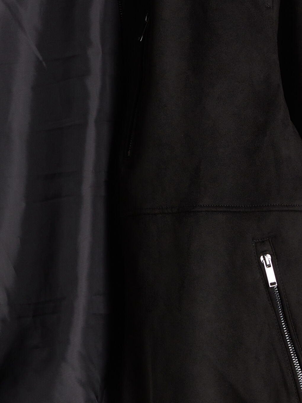 Siyah Standart Kalıp Dik Yaka Süet Erkek Mont-9