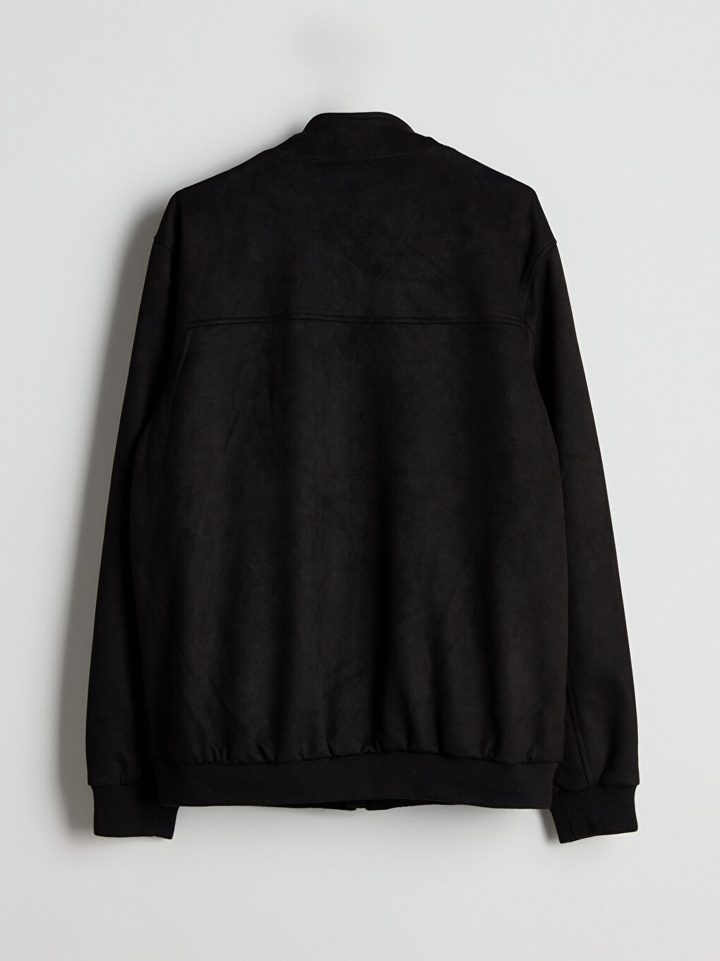 Siyah Standart Kalıp Dik Yaka Süet Erkek Mont-10