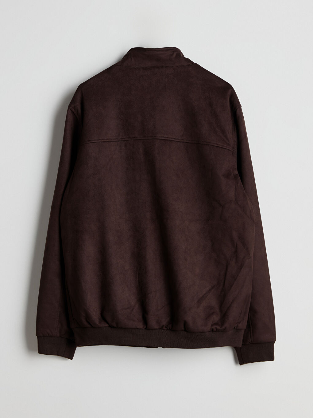 Kahverengi Standart Kalıp Dik Yaka Süet Erkek Mont-7