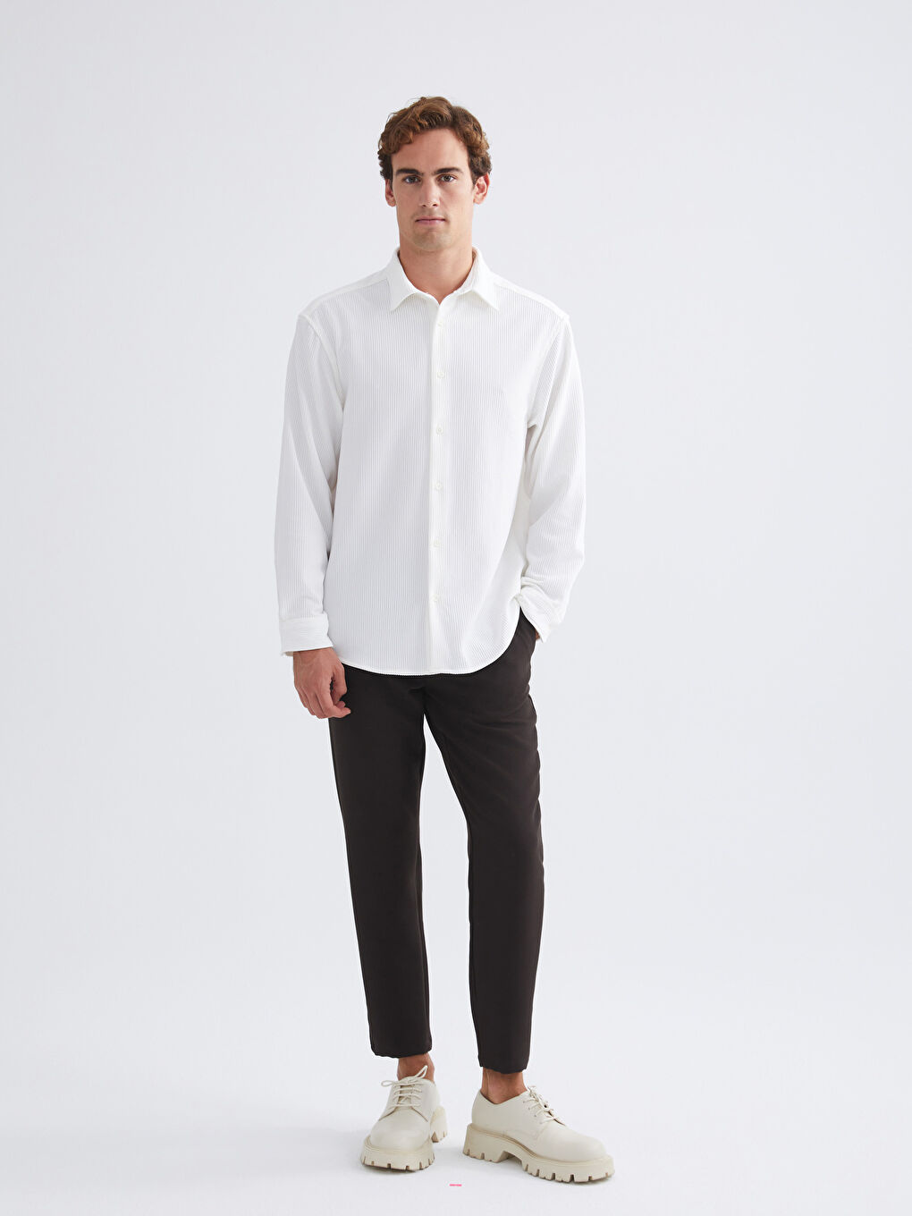 Рубашка с длинным рукавом свободного кроя для мужчин-1