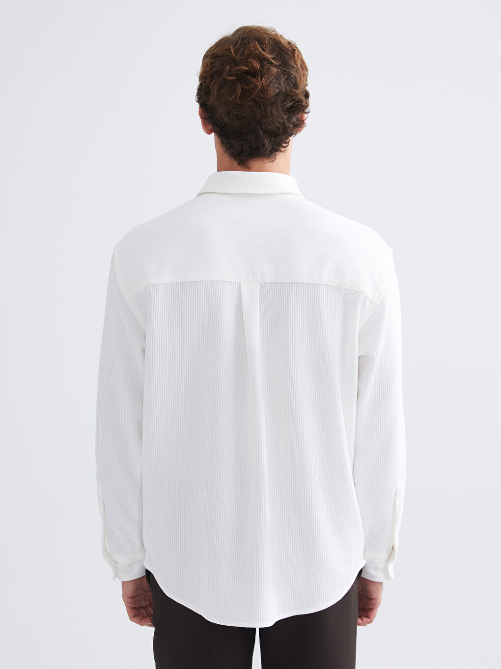 Рубашка с длинным рукавом свободного кроя для мужчин-3