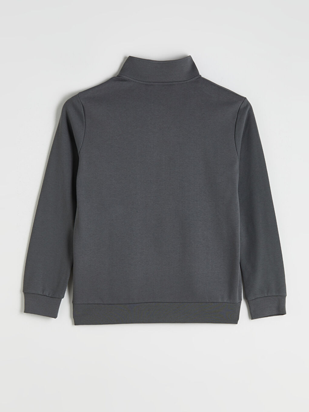 Antrasit Dik Yaka Uzun Kollu Erkek Fermuarlı Sweatshirt-9
