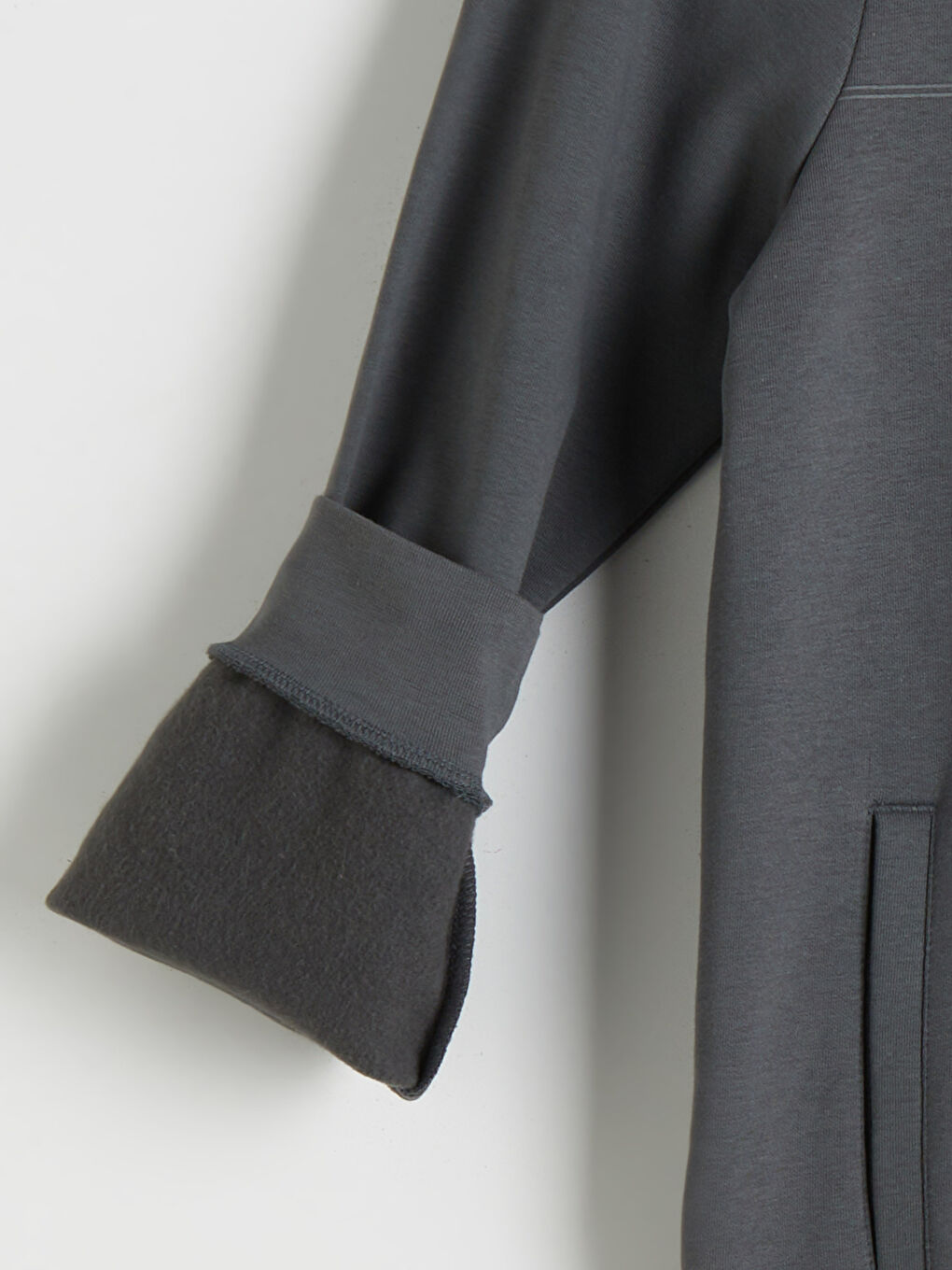 Antrasit Dik Yaka Uzun Kollu Erkek Fermuarlı Sweatshirt-10