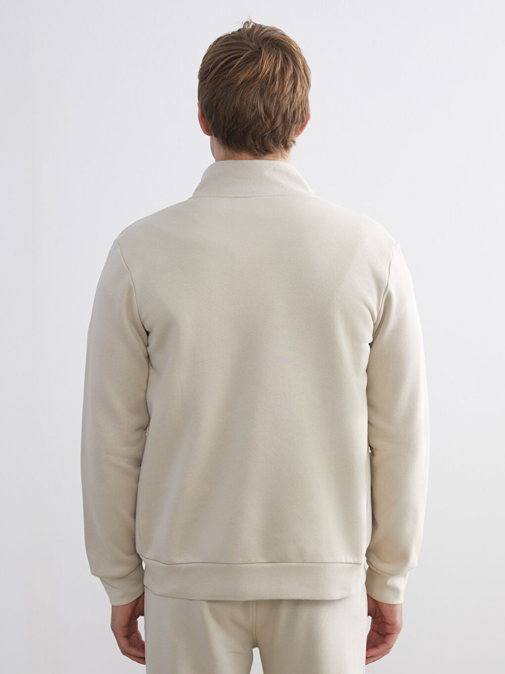 Funnel Neck Long Sleeve Men's Zip-Up Sweatshirt-6
