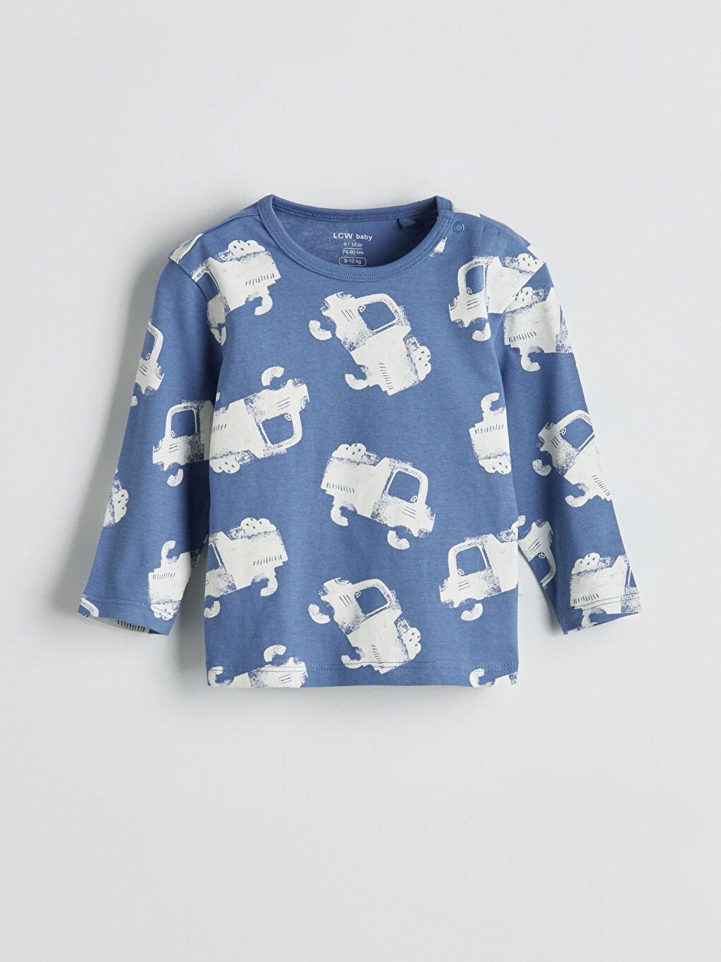 Mavi Bisiklet Yaka Baskılı Erkek Bebek Pijama Üst