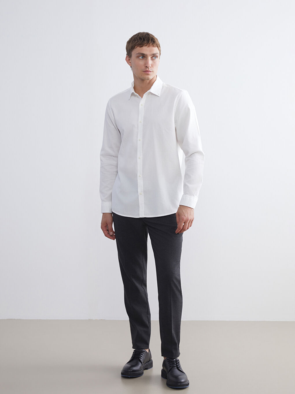 LCW Vision Slim Fit Long Sleeve Dobby Men's Shirt -W54500Z8-R9J