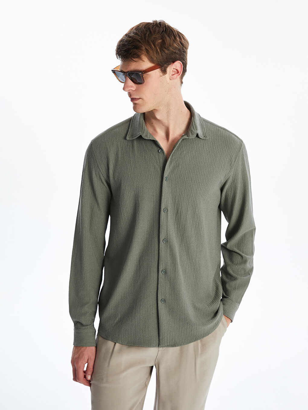LCW Vision Regular Fit Long Sleeve Men's Shirt -W54503Z8-QR5
