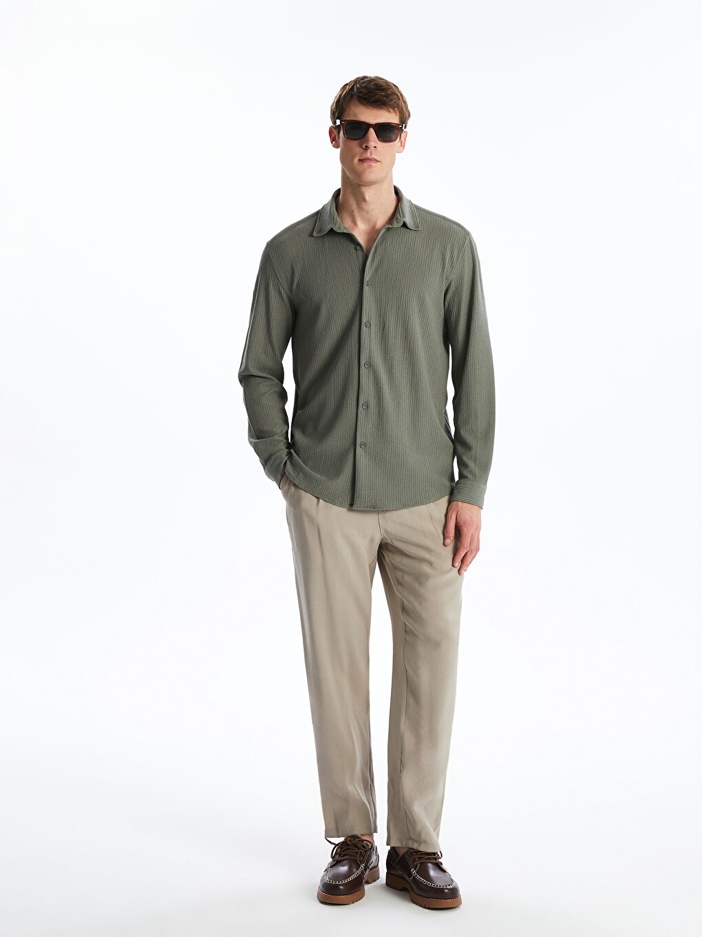 LCW Vision Regular Fit Long Sleeve Men's Shirt -W54503Z8-QR5