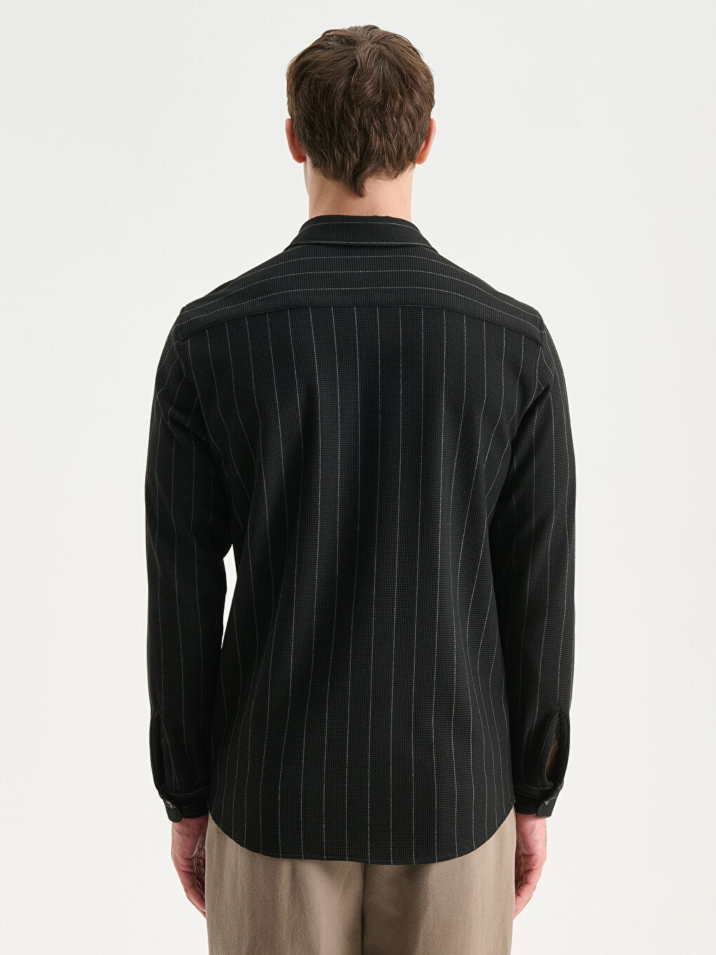 Slim Fit Long Sleeve Striped Men's Shirt-3