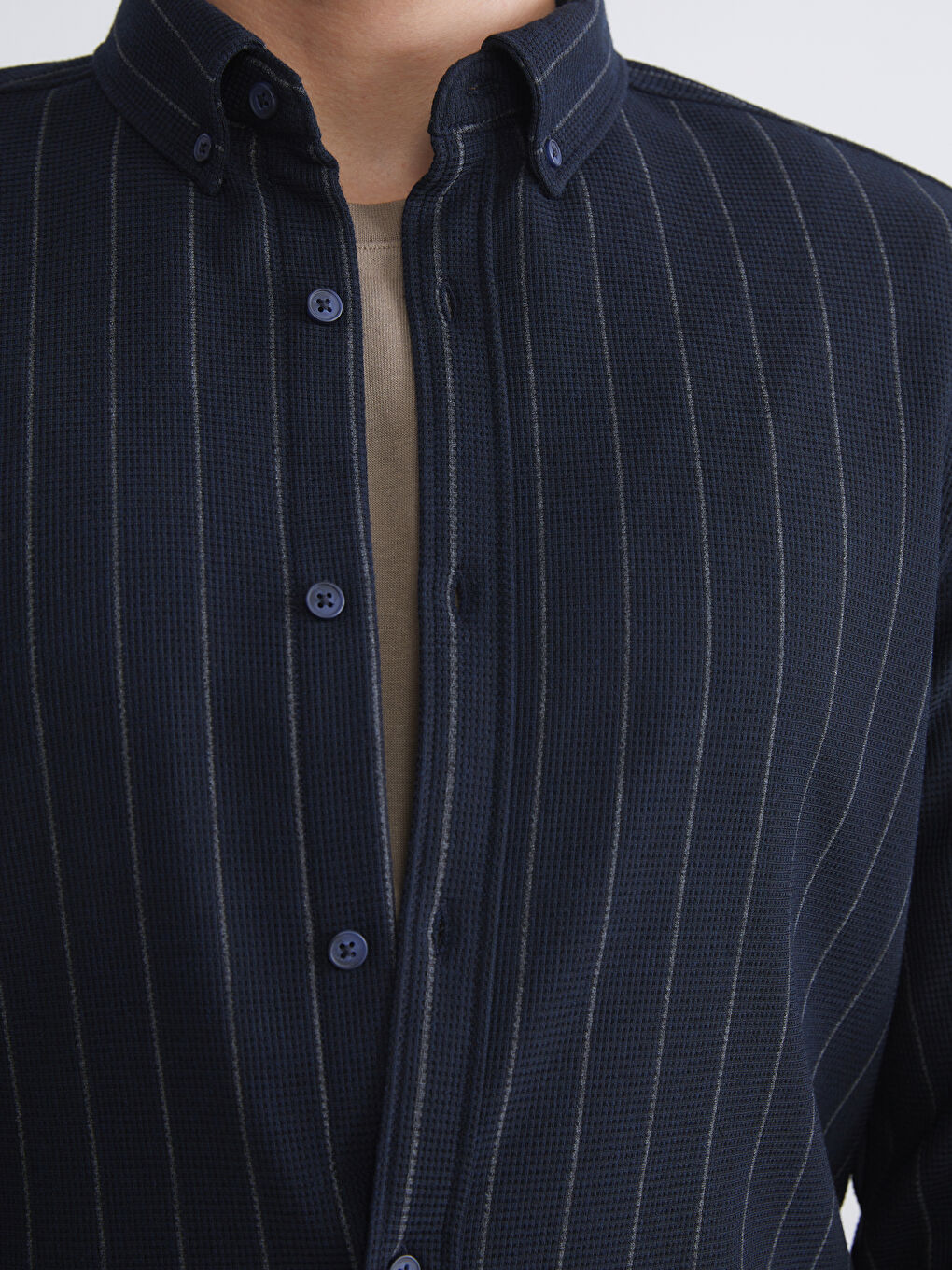 LCW Vision Slim Fit Long Sleeve Striped Men's Shirt -W54506Z8-LGS