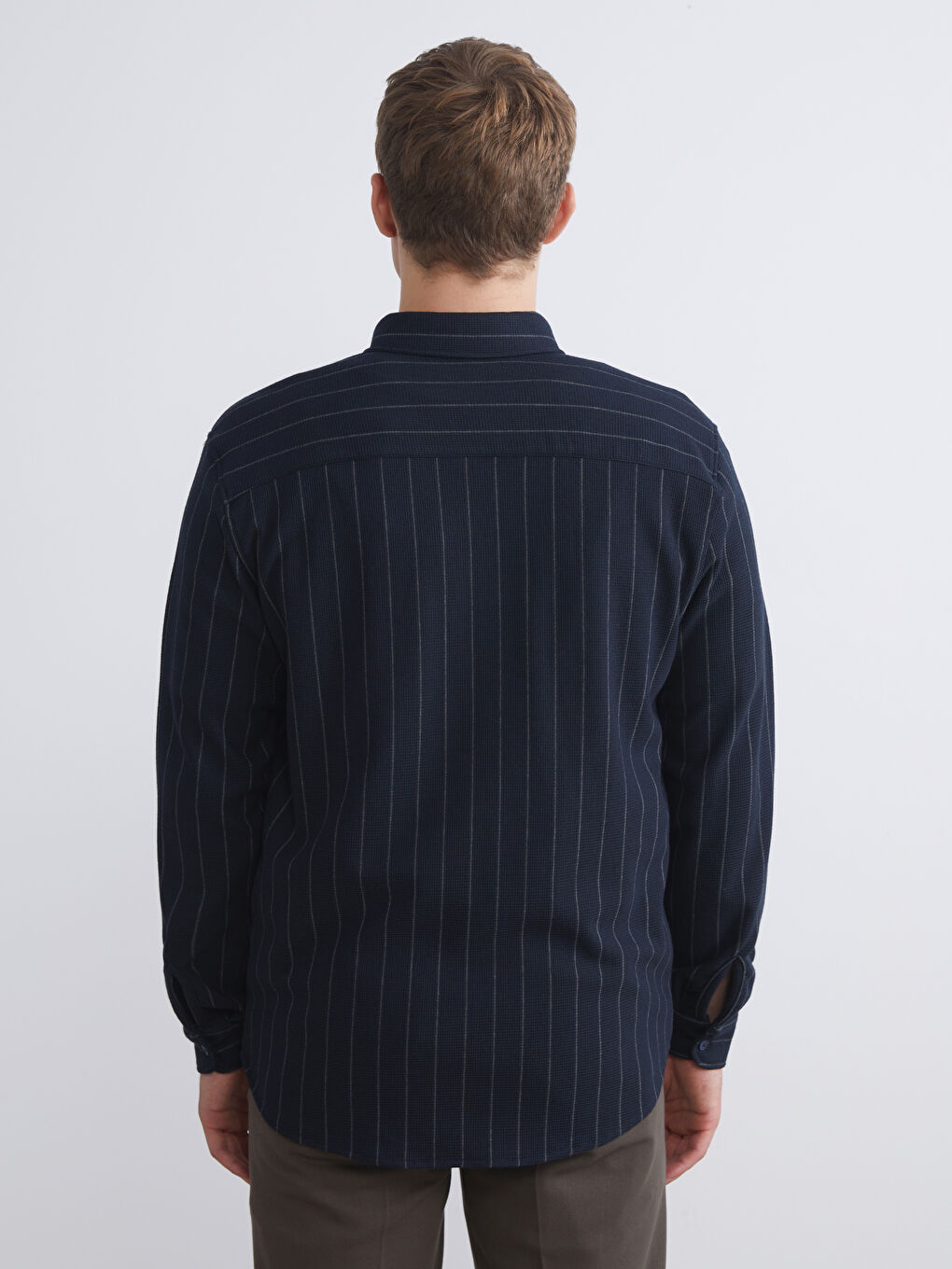 LCW Vision Slim Fit Long Sleeve Striped Men's Shirt -W54506Z8-LGS