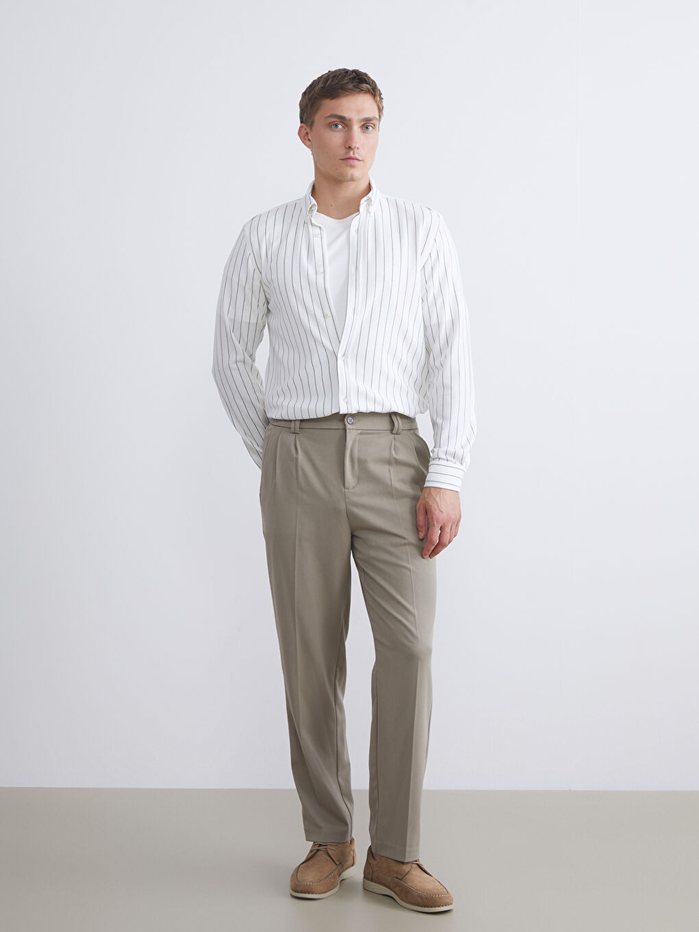 LCW Vision Slim Fit Long Sleeve Striped Men's Shirt -W54506Z8-SZ5