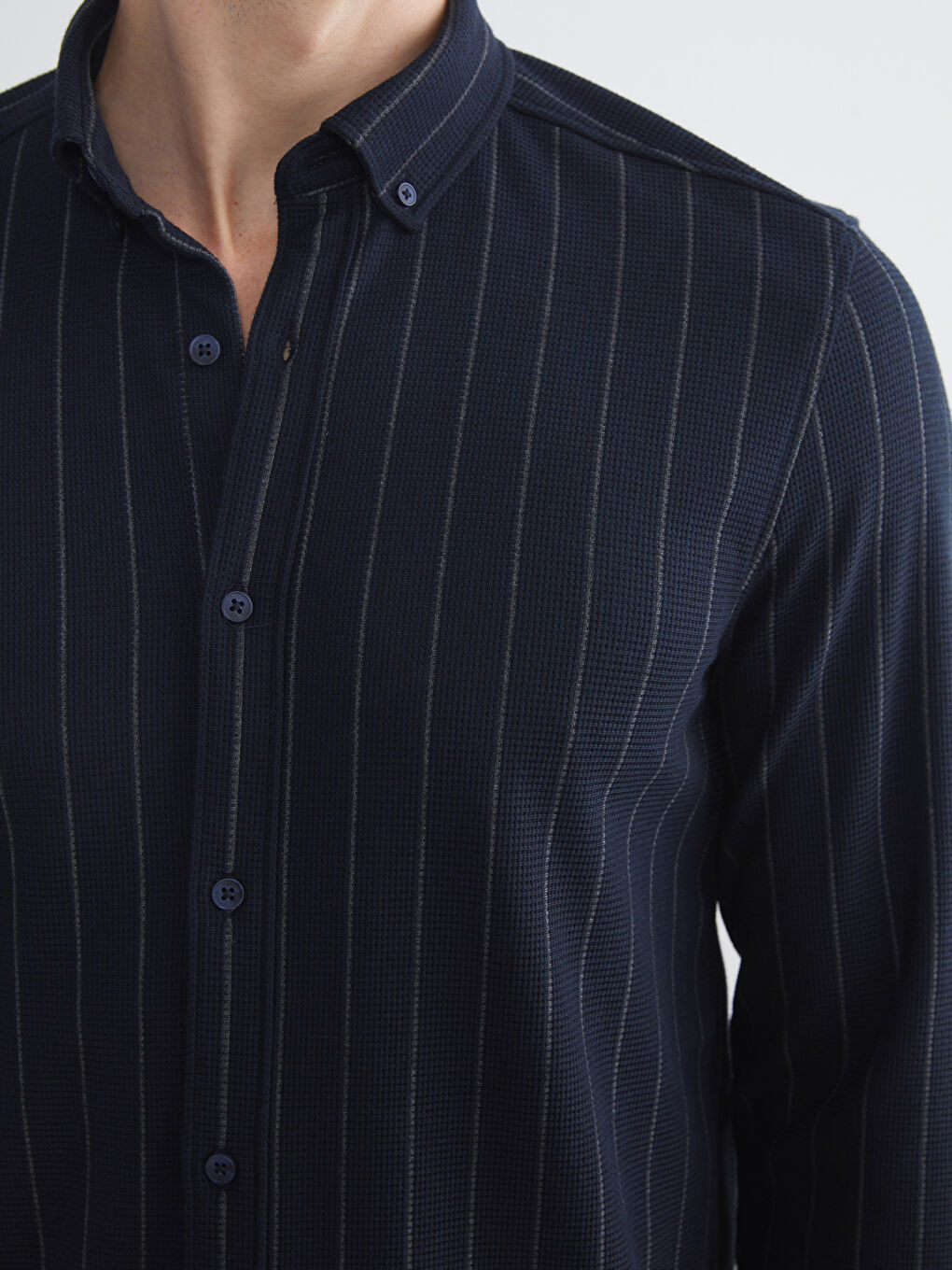LCW Vision Slim Fit Long Sleeve Striped Men's Shirt -W54506Z8-LGS