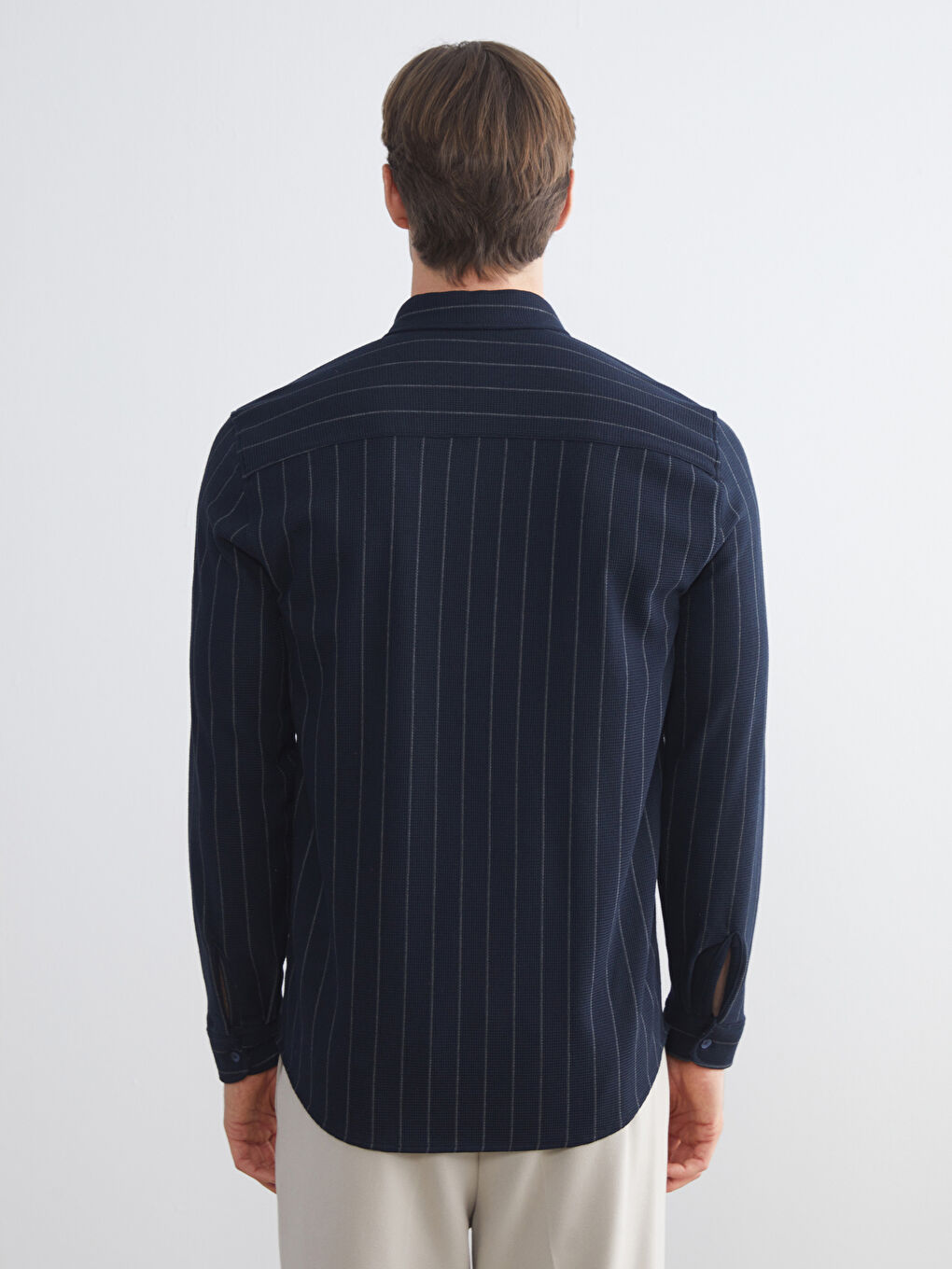 LCW Vision Slim Fit Long Sleeve Striped Men's Shirt -W54506Z8-LGS