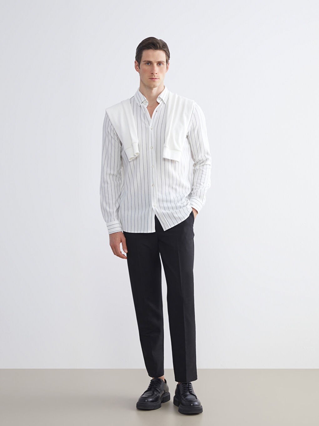 LCW Vision Slim Fit Long Sleeve Striped Men's Shirt -W54506Z8-SZ5