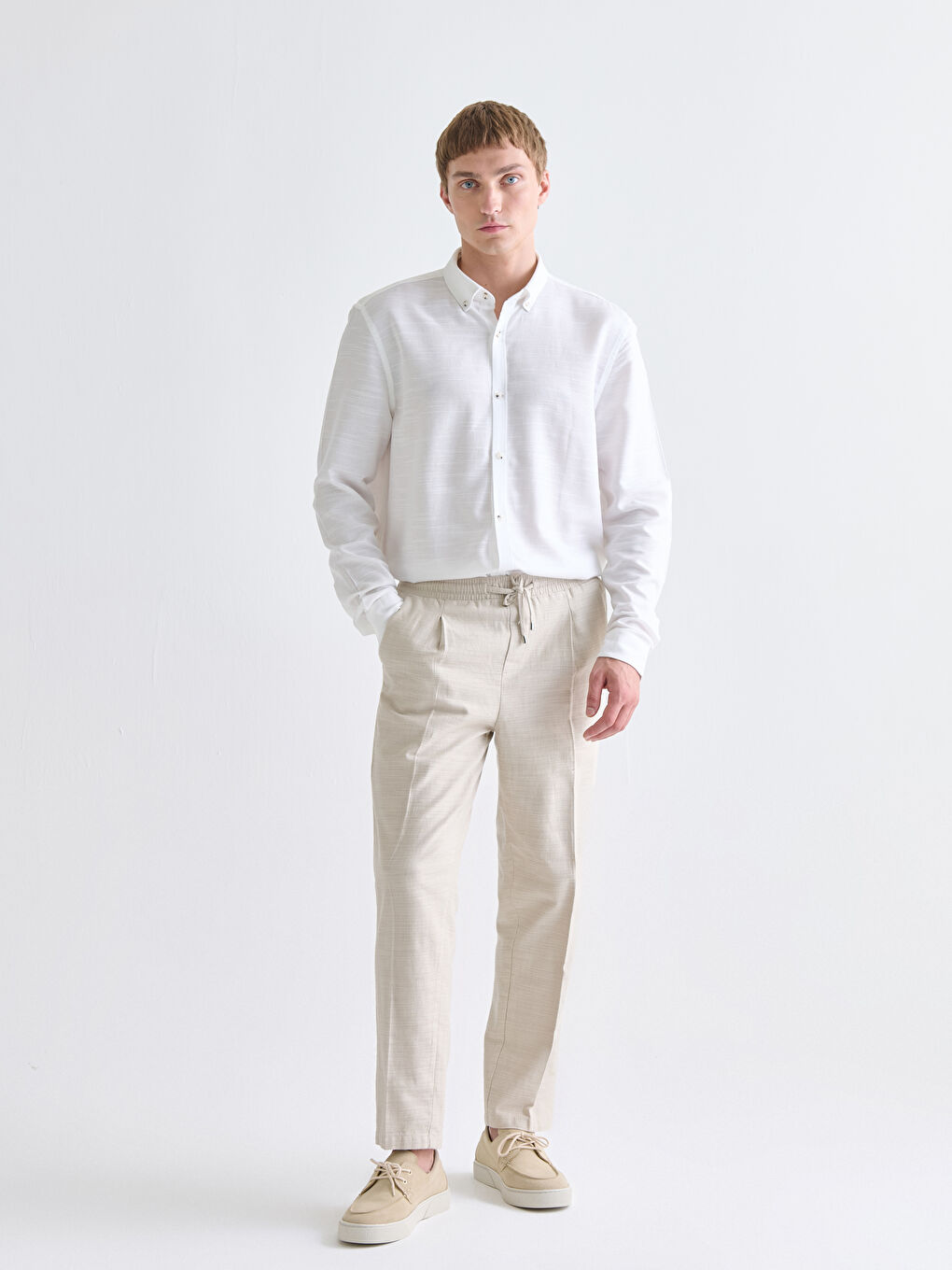 Slim Fit Long Sleeve Dobby Men's Shirt-2