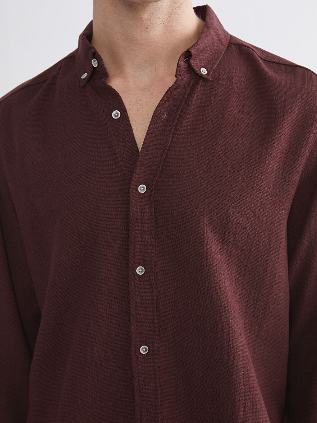 Slim Fit Long Sleeve Dobby Men's Shirt-4
