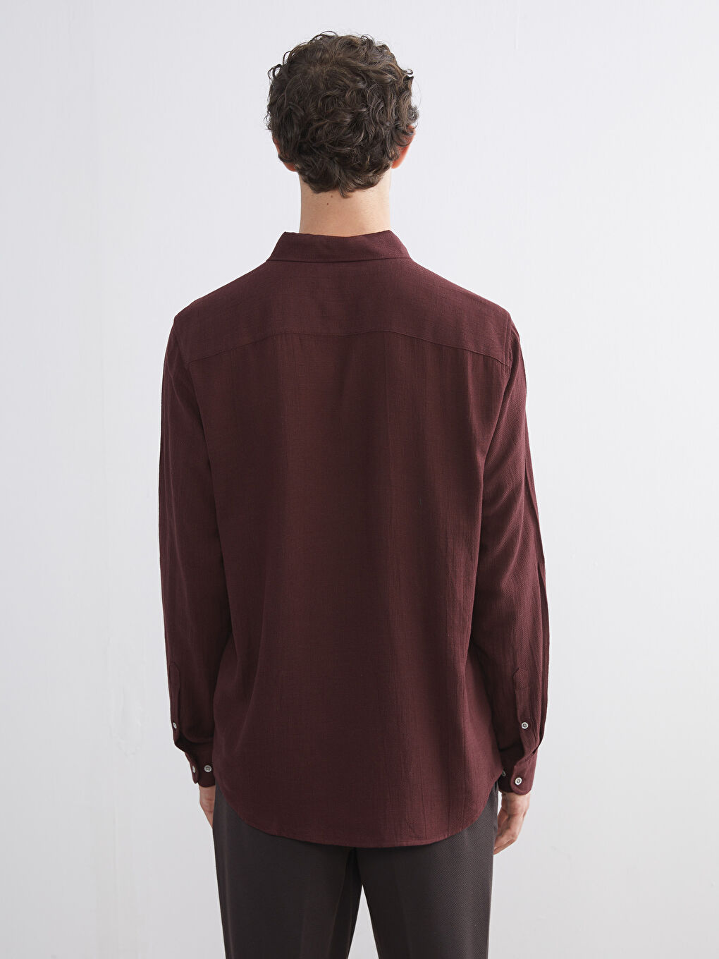 Slim Fit Long Sleeve Dobby Men's Shirt-6