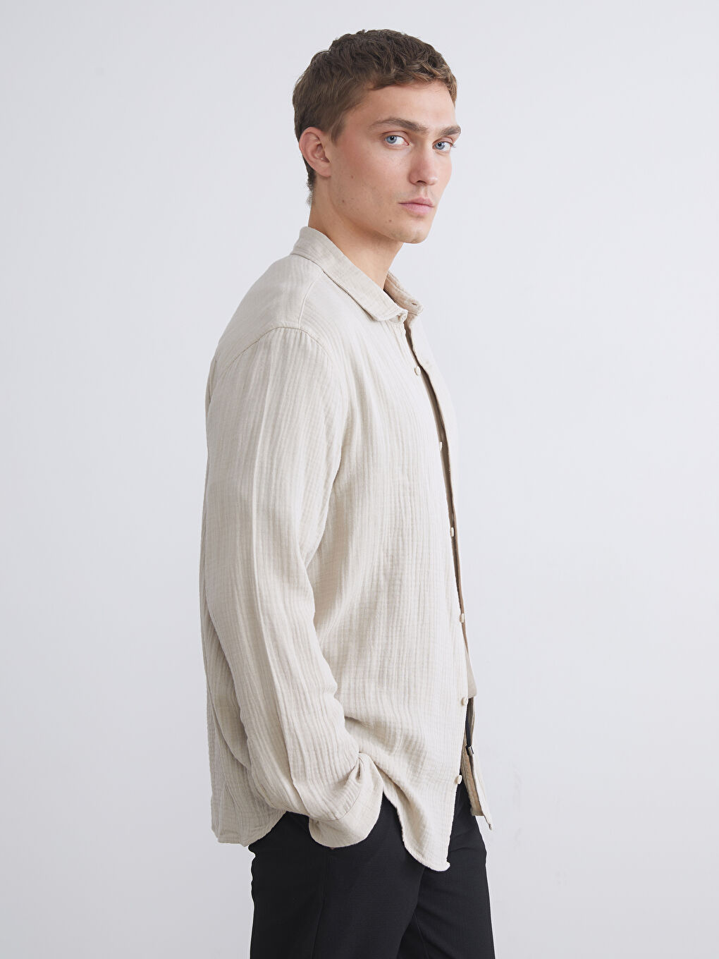 LCW Vision Relaxed Fit Long Sleeve Men's Shirt -W54508Z8-CV3