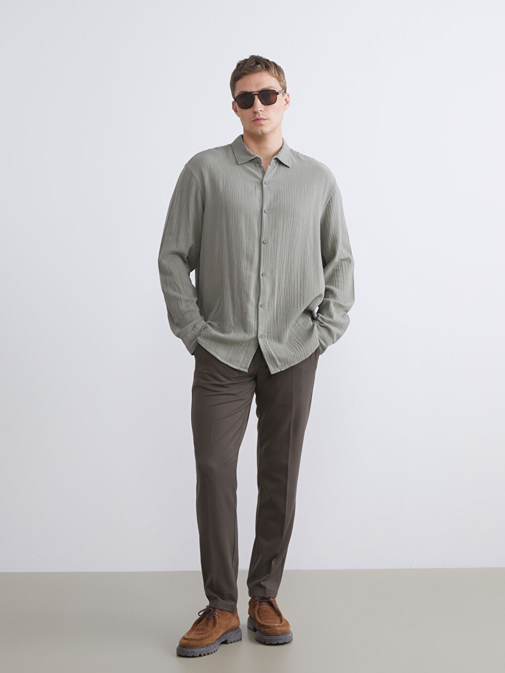 LCW Vision Relaxed Fit Long Sleeve Men's Shirt -W54508Z8-CW2