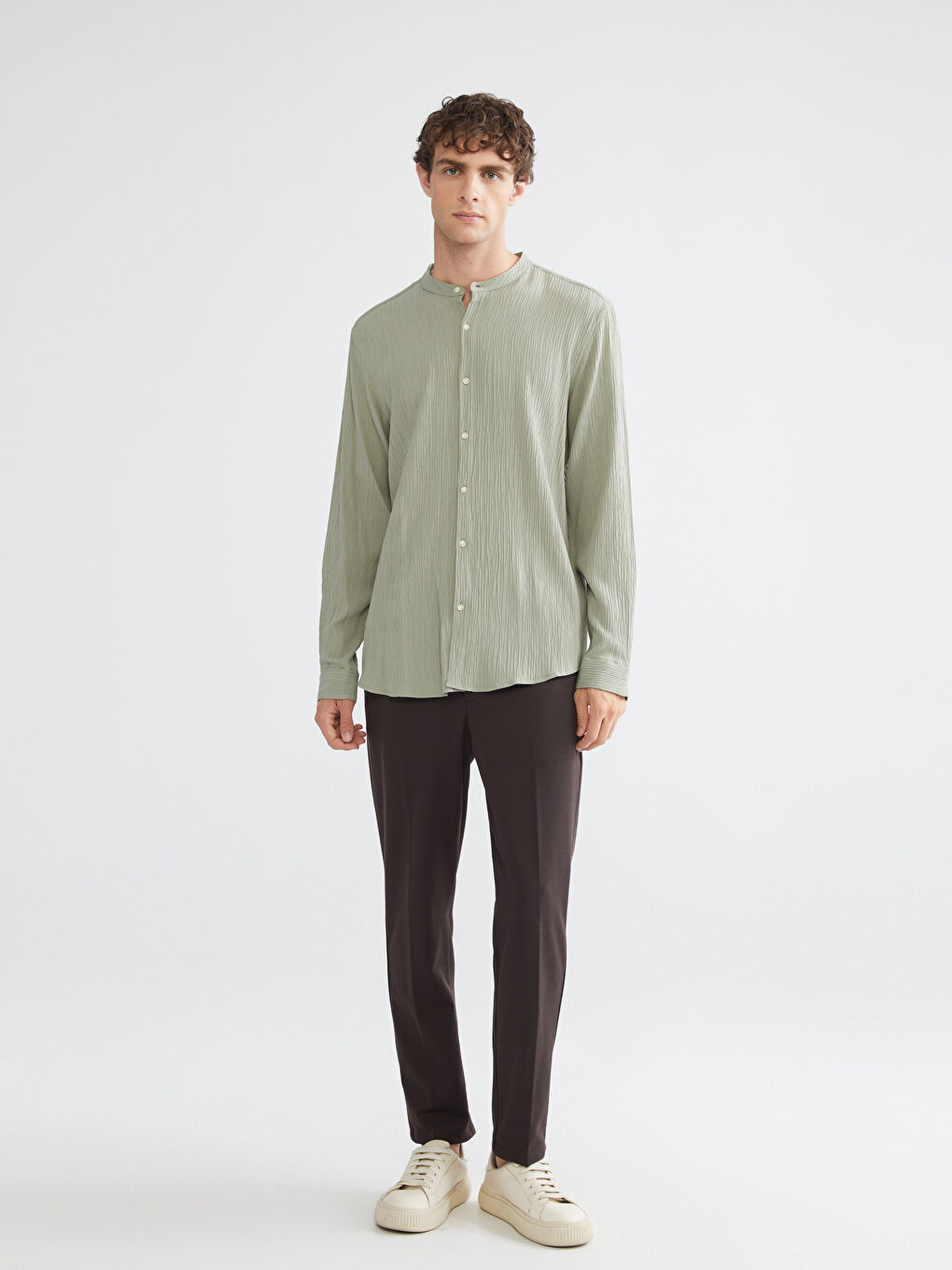 Regular Fit Long Sleeve Men's Textured Shirt-1