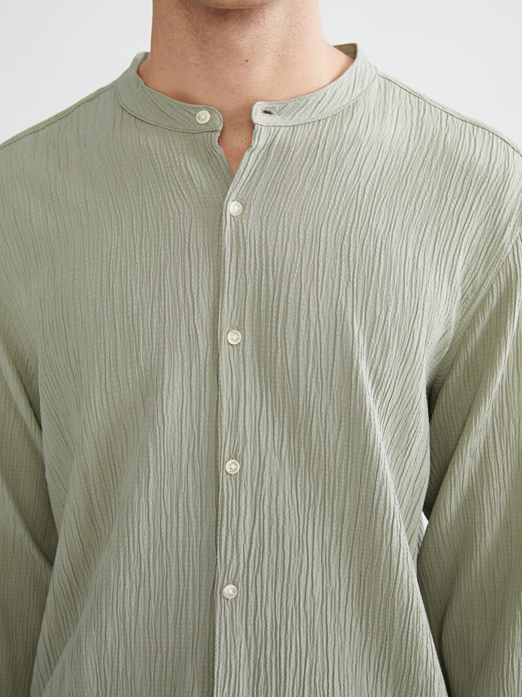 Regular Fit Long Sleeve Men's Textured Shirt-2