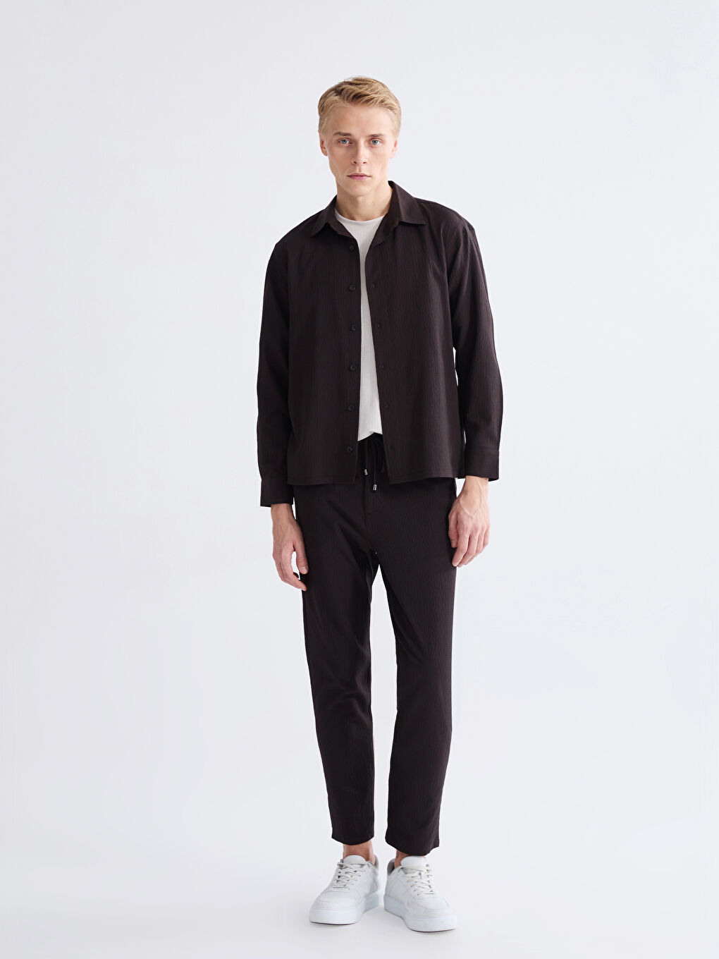 قميص رجالي كم طويل بقصة عادية-1