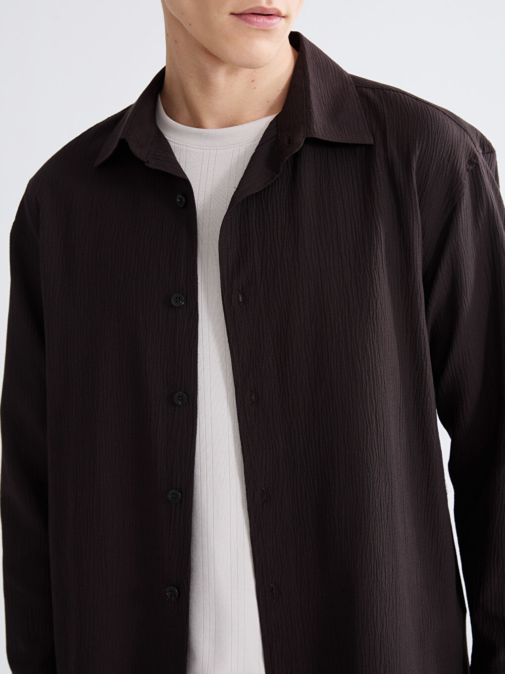 قميص رجالي كم طويل بقصة عادية-2