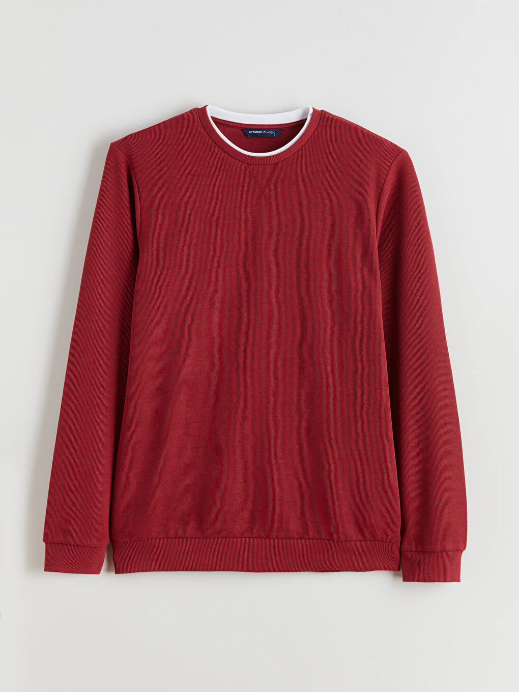Bordo Bisiklet Yaka Uzun Kollu Erkek Sweatshirt-4