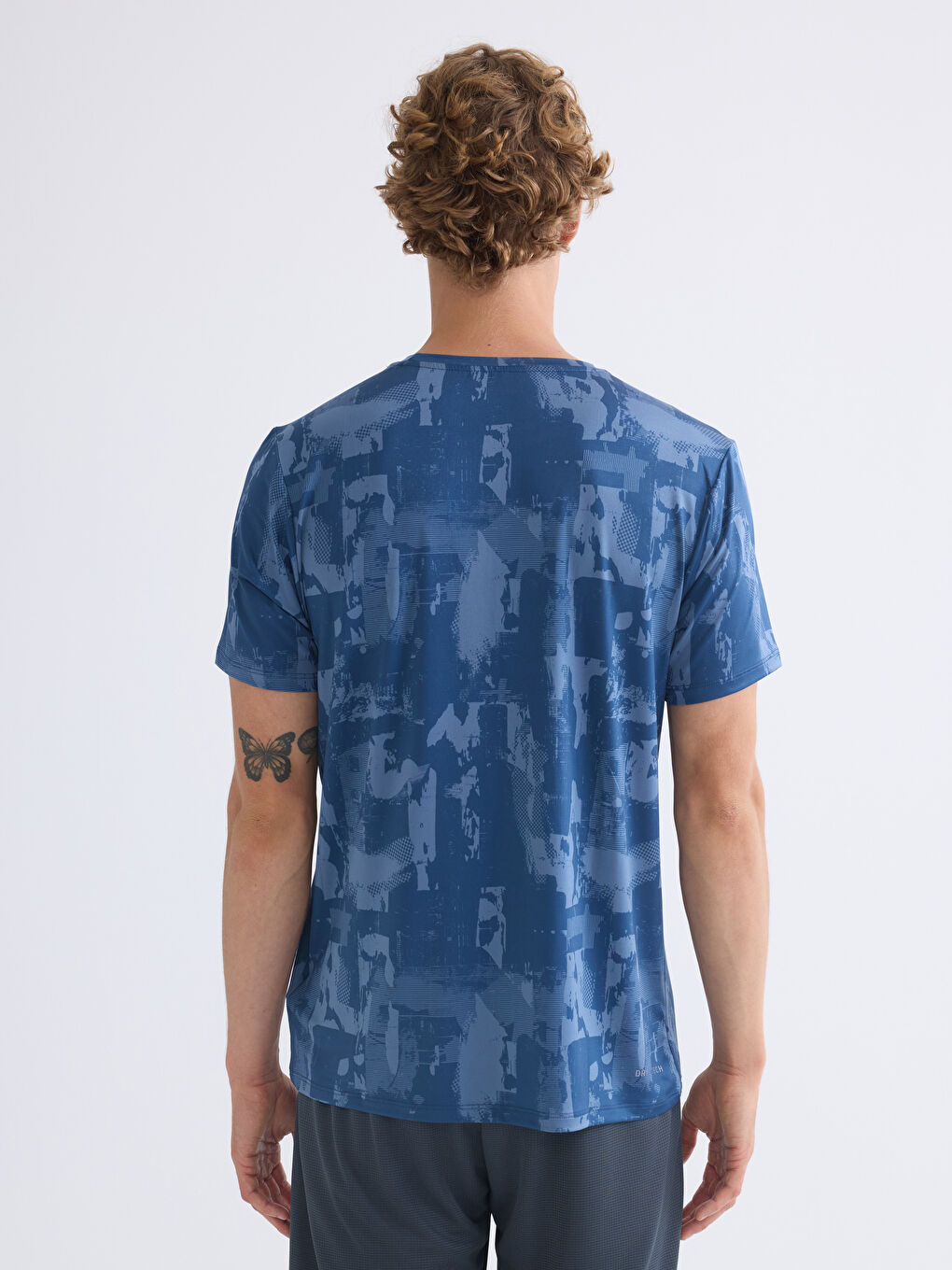 İndigo Bisiklet Yaka Desenli Erkek Spor Tişört-3