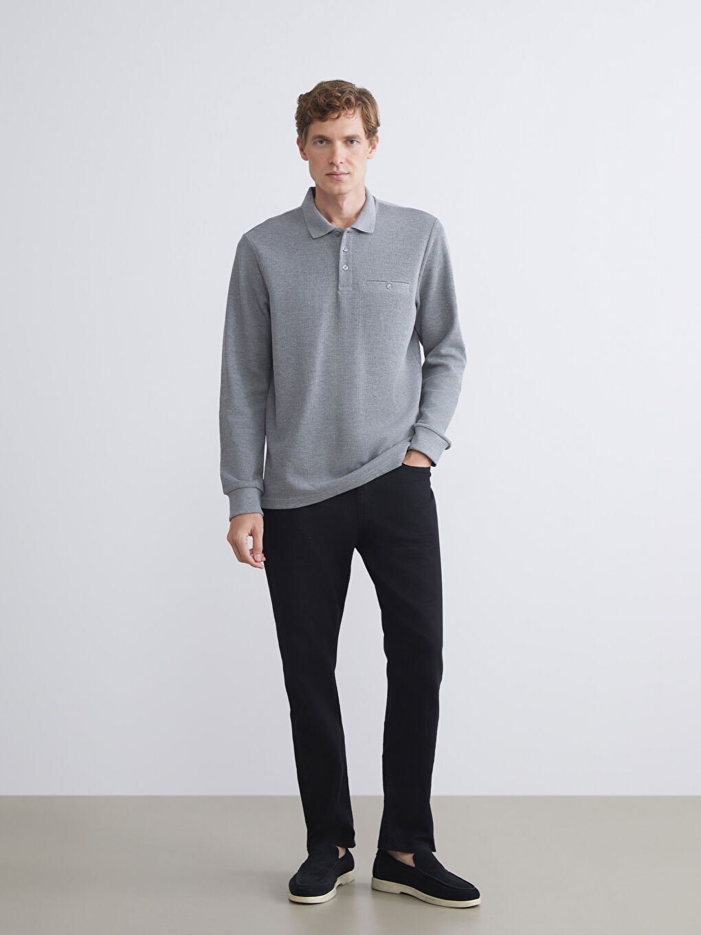 LCWAIKIKI Classic Polo Neck Long Sleeve Men's Sweatshirt -W54532Z8-F2T