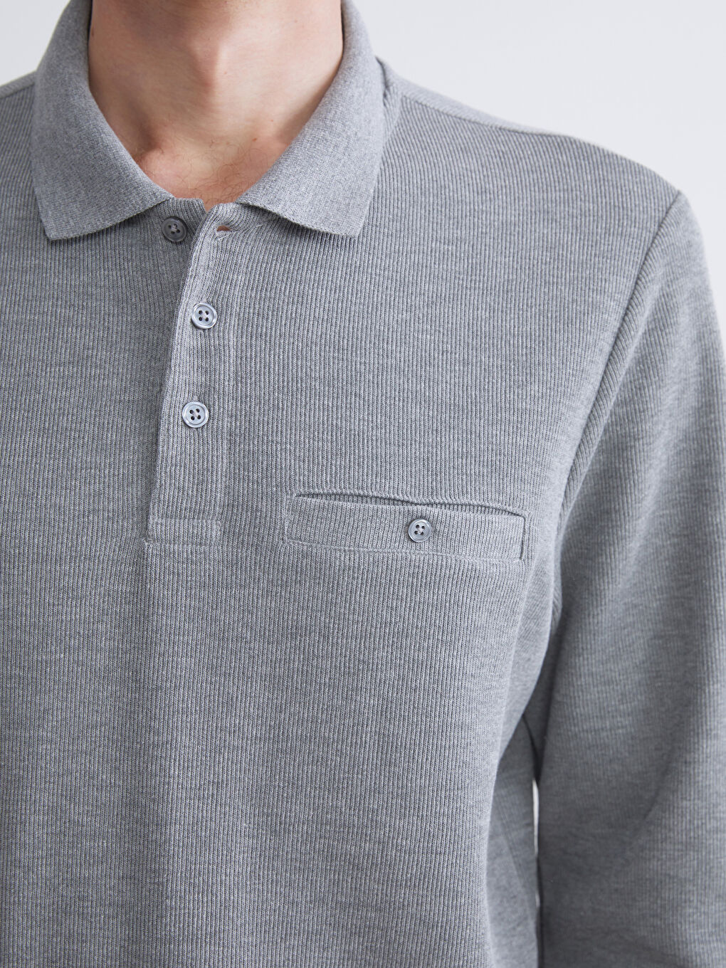 LCWAIKIKI Classic Polo Neck Long Sleeve Men's Sweatshirt -W54532Z8-F2T
